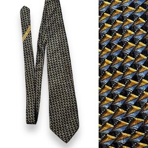 Ermenegildo Zegna 100% Silk Tie Made in Italy Geo Print